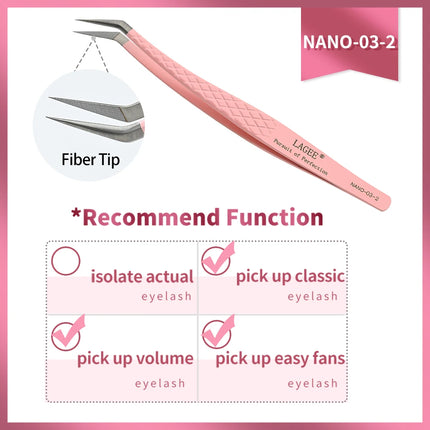 LAGEE Fiber Tip Eyelash Extension Tweezer Volume Isolation Precise Lash Tweezers Nano Technology Eyebrow from Nagaraku Makeup
