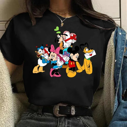 Family Vacation T Shirt Kawaii Mickey Minnie Donald Duck Daisy Print Fashion Clothes Casual Women T-shirt Camiseta Mujer