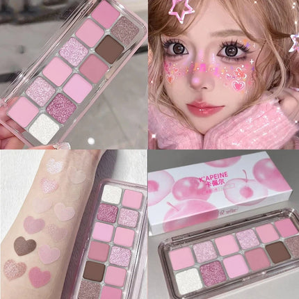 12 Colors Shimmer Matte Eyeshadow Palette Nude Rose Pink Glitter Pigment Eye Shadow Lasting Waterproof Make Up Palette Cosmetics