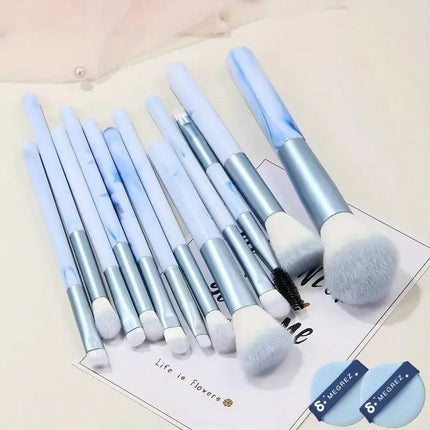 12PCS Makeup Brush Set Blue Foundation Concealer Blush Powder Eye Shadow Kabuki Blending Cosmetic Soft Fluffy Female Makeup Tool