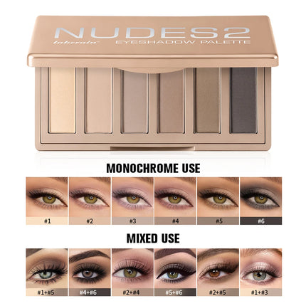 Naked 2 Basics Matte Neutral Eyeshadow Palette and Mirror Shadow Six Colors Contouring Neutral Eyeshadows Long-Lasting  Makeup