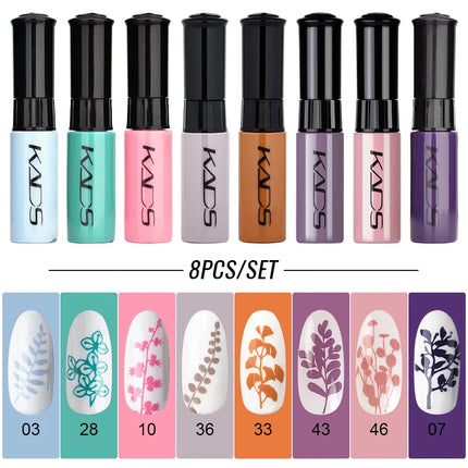 8PCS/Set 7ml Nail Stamper Polish Colorful Gold Silver White Print Art Decoration Image Plate Manicure Varnishes Lacquers Tools