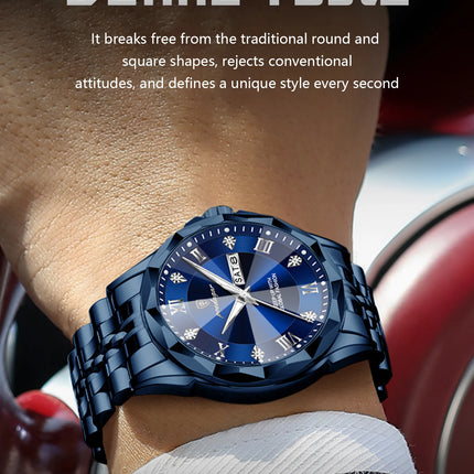 POEDAGAR Fashion Luxury Men Watch Top Original Waterproof Luminous Date Week Man Wristwatch Stainless Steel Quartz Men's Watches