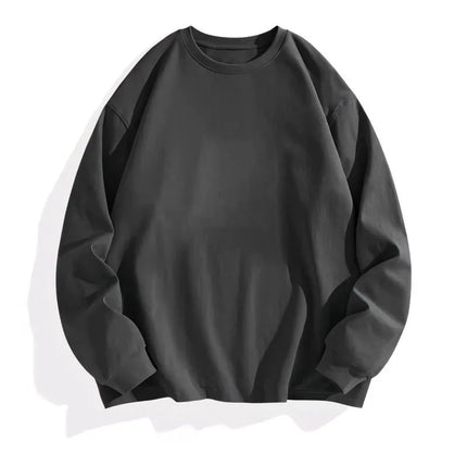 White Heavyweight 400g Pure Cotton Long Sve T-irt ex Loose Fit Basic Color Inner Wear Base Layer irt