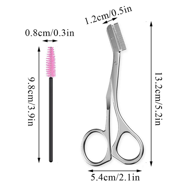 New 2pcs/set Safe Stainless Steel Eyebrow Trimme  Eyebrow Scissors With Comb Hair Removal Shaver Cutter Durable Makeup Tool