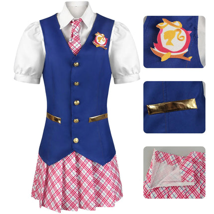 Charm Princess Movies Cosplay Costumes Women Beauty Queen Outfit Girls School Uniform Blue Vest Skirts Halloween Carnival Suit