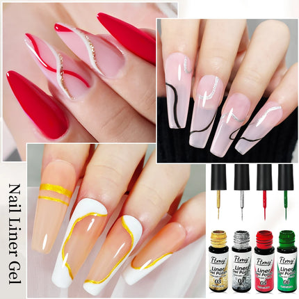 Nail Art Polish Set Gel Liner Nail Art Kit For Nail Design Polish Gel Art Paint For Nail 6 Colors Black White Gel Nail Polish So