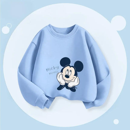 Fashion Simple Kids Long Sleeved Tops Baby Boy's Sweatshirts Printed Mickey Hoodie O-neck Pullover Casual Children's Clothes Top