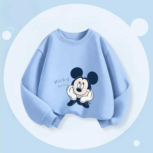 Fashion Simple Kids Long Sleeved Tops Baby Boy's Sweatshirts Printed Mickey Hoodie O-neck Pullover Casual Children's Clothes Top