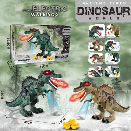 Electric Walking Dinosaur Robot Toy with LED Lights And Sounds Spraying Function Mechanical Model for Kids Birthday Gifts