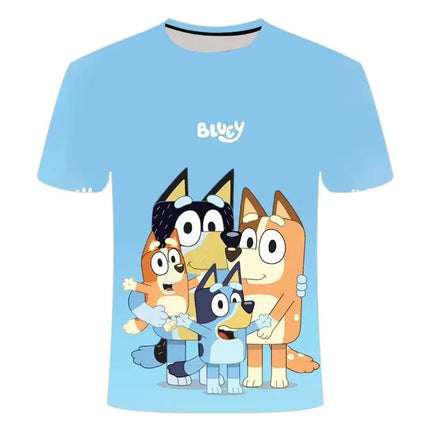Kids 2026 Bluey Cartoon 3D T-Shirt Summer Cool Quick-Dry Short Sleeve Anime Print Casual Tee for Boys and Girls Daily