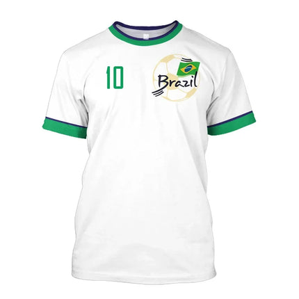 Simple Brazil Football T-shirts Summer Fashion Short Sleeve 3D Brazilian Flag Printed T Shirts Casual Sports Tops Men's Clothes