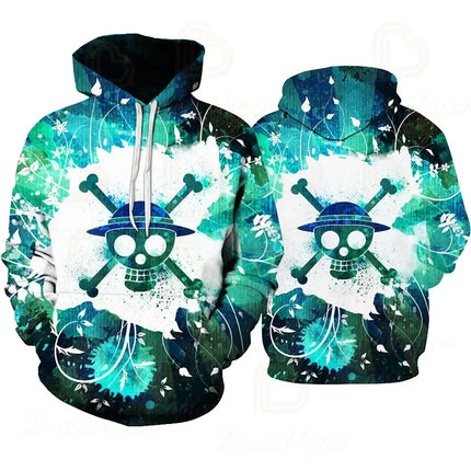 Luffy Men Jackets Streetwear Printed At Night Sweatshirts One P Thicken Fleece Hoodies Homme Winter Clothes Keep Warm Hoodie