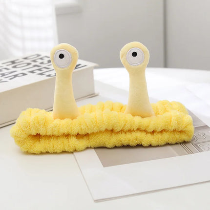 2025 New Cartoon Cross-border Funny Snail Face Wash Headband, Cute Plush Headband Suitable for Women's Face Washing and Makeup