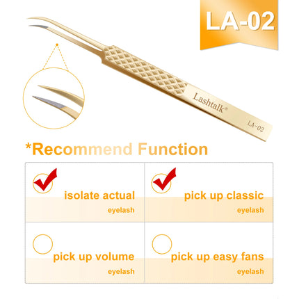 Lashtalk Precision Fiber Tip Tweezer Eyelash Extensions Diamond Grip Anti-Slip Premium Gold Stainless Steel Makeup From Nagaraku