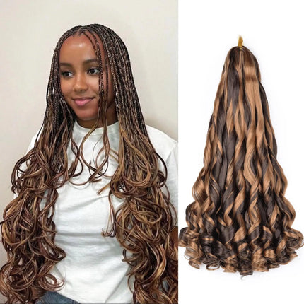 French Curl Braids Hair 22“Loose Wave Bouncy Synthetic Spiral Curls Braiding Hair Extensions Ombre Pre Stretched Hair For Women
