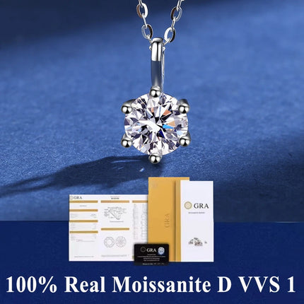 Classic 4 Prong Moissanite Pendant for Couple Men Women Wedding Jewelry Necklace D Color Lab Diamond Luxury Fine Jewelry