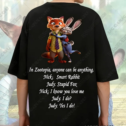 2026 The Zootopia Nick and Judy Couple Loungewear Set Summer Cotton T Shirt With Pajama Pants Oversized Suit Couple Matching Kit