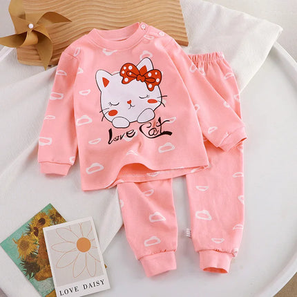 Multi Color Cute Cartoon Bear Print Toddler Baby Suits Tops Hoodie and Pants Comfortable Baby Sets for 1-8Y Kids Clothing Sets