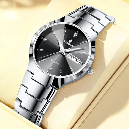 BANGWEI Luxury Business Men's Wristwatch Stainless Steel Waterproof Luminous Man Watch Date Week Fashion Quartz Watches For Men