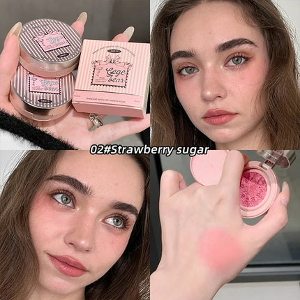 Gege Bear 3 Colors Matte Cream-Textured Cushion Blush with Puff,  Powder-free, Smooth Application, Create  Flawless Daily Makeup