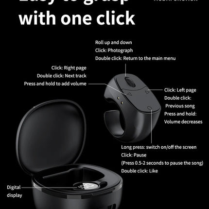 NEW JX-12 Roller Fingertip Ring Remote Control Wireless Bluetooth Mobile Selfie with Mice Video Automatic Page Turner Browsing
