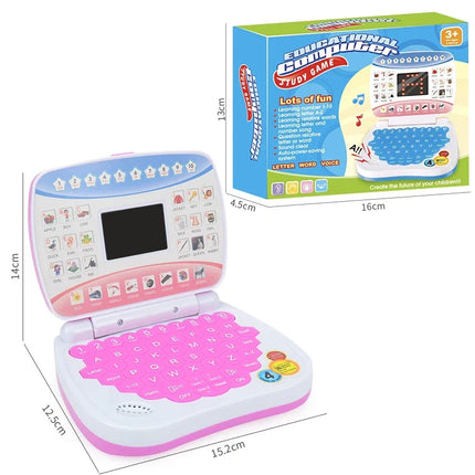 English Learning Small Laptop Toy for Kids 2-3 Years. Boys and Girls Computer for Aphabet ABC.Numbers.Words.Spelling.Maths.Music