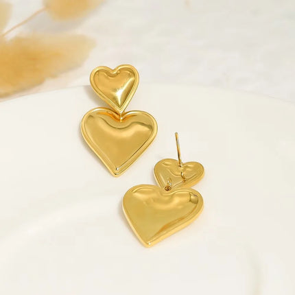 Fashionable elegant waterproof stainless steel bow heart-shaped pendant women's earrings jewelry party wedding 2025 new item