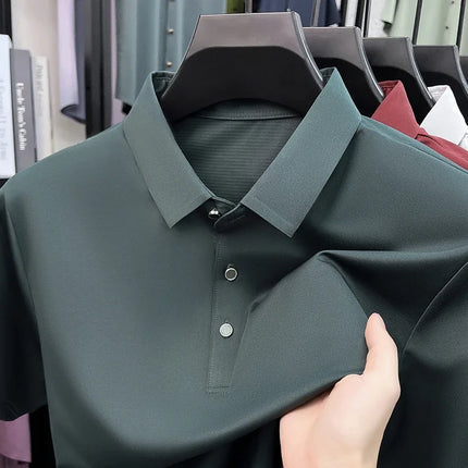 Men's Fashion Mulberry Silk Polo Shirt Soft Silky Touch Fabric Short Sleeve For Business And Daily Use