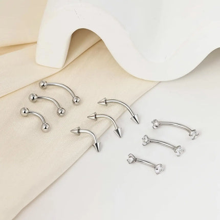 1-9PCS Golden Eyebrow Stud Rings Piercing Jewelry Rook Surgical Steel Silvery CZ Tiny Labret Lip Navel Belly Helix Tragus 16G