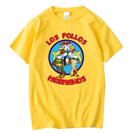 Summer Men's Short-Sleeved High-Quality 100% Cotton Breaking Bad LOS POLLOS Chicken Brothers Printed Casual Men's T-Shirt Male