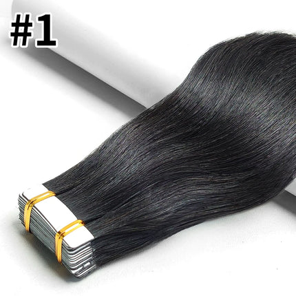 Tape In Human Hair Extensions Natural Straight Hair Extensions 1B Black Brown Blonde 100% Remy Skin Weft Adhesive Glue On