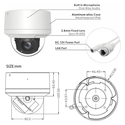 Anpviz Smart 4k 8MP POE IP PTZ Camera 5X Optical  Zoom Audio Camera IR 30m Outdoor Security Protection Human Vehicle Detection