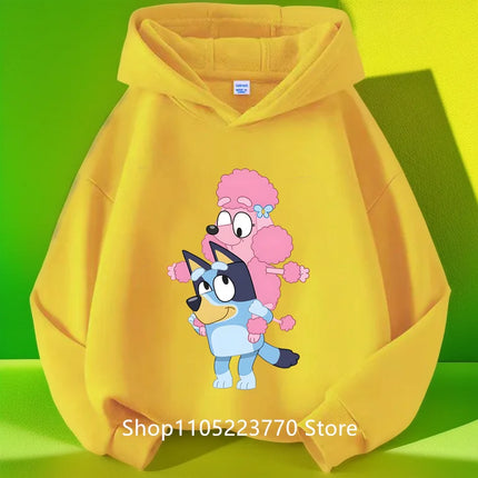 2025 Toddler Bluey Hoodie Rib Cuffs Winter Cartoon Anime Print Cozy Sweatshirt Boys Girls