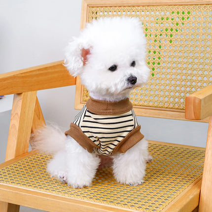 Vintage Small Vest Pet Clothes Dog Cat Anti-hair Loss Summer Sleeveless Coffee Striped Jumper
