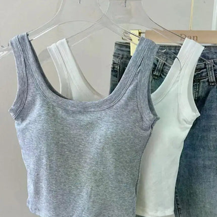 Women's Vest One-Piece No Steel Ring Cotton Chest Pad Wide Shoulder Sports Yoga Vest Underwear Black White Bra Tank Top Women