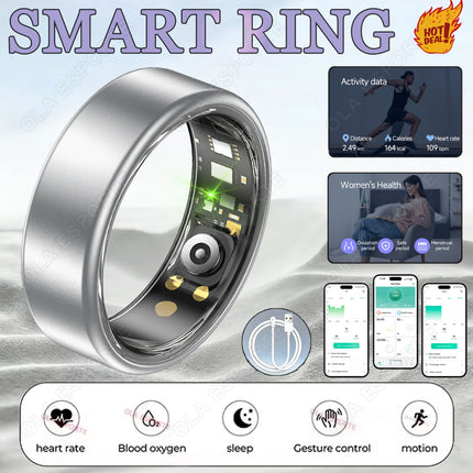 All Size（6-14） Smart Ring for Women Men Healthy Heart Rater Blood pressure Monitor Waterproof Take Photo Control Smartring Sport