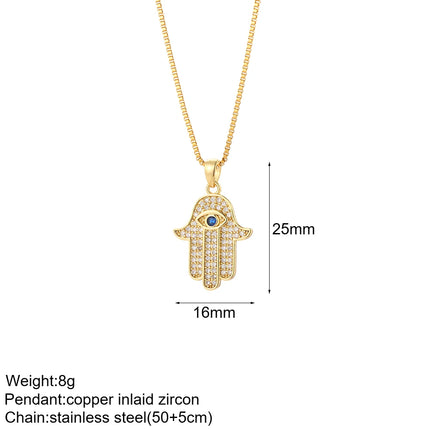 Heart Evil Blue Eye Sun Necklace for Women Cute Dog Bee Elephant Gold Color Pendant Woman's Collars Long Stainless Steel Chains