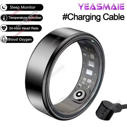 NEW R09 Smart Ring Men Women with Charging Case,Heart Rate Blood Oxygen,Skin Temperature Monitor,5ATM Waterproof For Android iOS