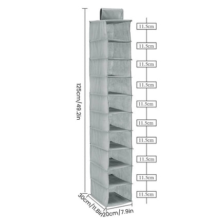 Hanging Shoe Organizer Non-woven Shoe Storage Shelf 10-Layer Foldable Hanging Shoe Rack Space Saving for Home Bedroom Closet