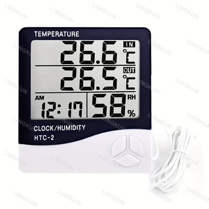 LED Thermometer Thermo-Hygrometer Multifunction Electronic Clock Temperature Humidity Meter Weather Station for Home With Alarm
