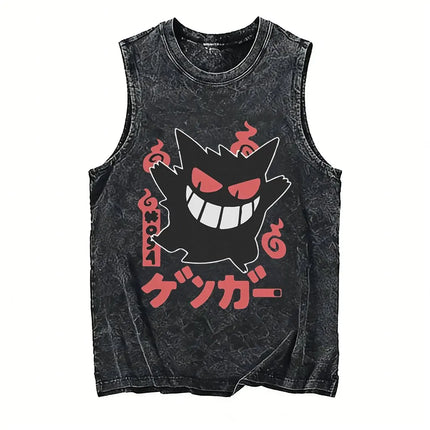 2026 Hot Pokemon Oversized Vintage Washed Vest Anime Men's Tank Top Man Sleeveless Shirt Summer Y2k Clothes T Shirts Gym Clothes