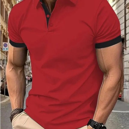 Men's Summer Fashion Simple Stripe Printed Comfortable Breathable Polo Shirt Outdoor Urban Casual Top