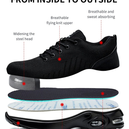 Safety shoes for men and women, breathable work sports shoes, steel toe shoes, puncture resistant safety protection shoes