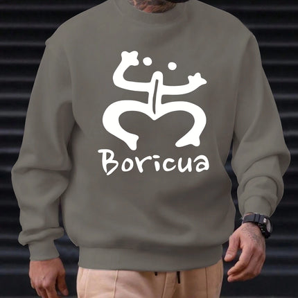 2025 Men's 100% Cotton Crew Neck Sweatshirt Boricua Art Print Cultural Elegant Premium Soft Comfortable Trendy Casual Daily Top