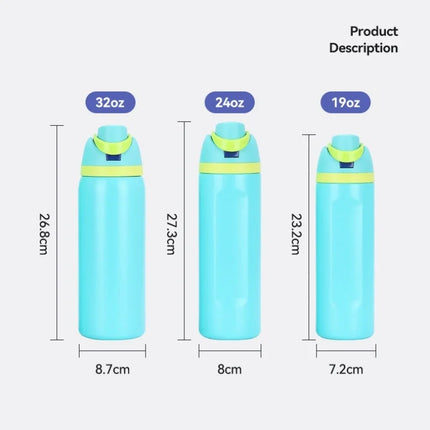 JUSTINLAU Spot Goods 19/24/32oz Thermos Cup Fruit Mug Kids Straw Cup Vacuum Flasks Stainless Steel Travel Thermal Water Bottles