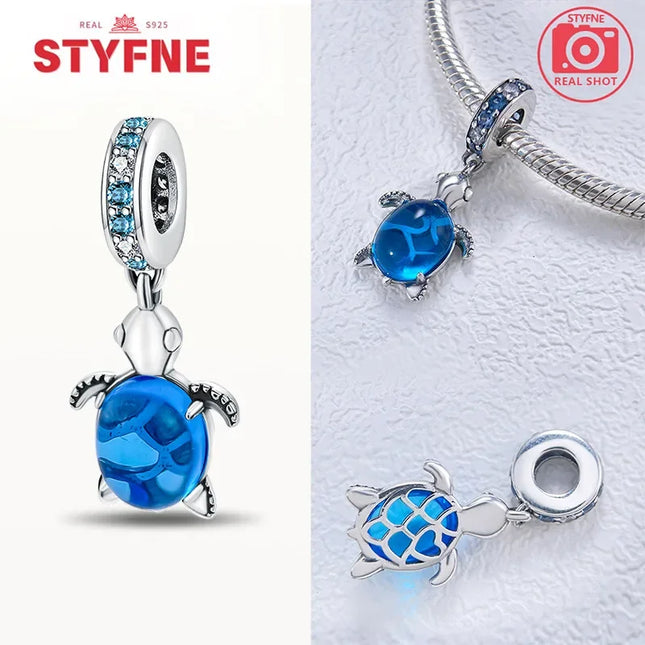 Charms 925 Silver Sea Turtle Series Charm Colorful Beads Fit Original Bracelet Diy Fine Jewelry Making Gifts for Women