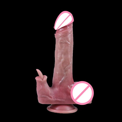 1pc 8.6inch Thrust Realistic Dildo Vibrator With 10 Telescopic And 10 Vibration Modes With Heating, Silicone Soft Realistic Remote Control Adult Sex Toy For G-spot Vibration Stimulation With Powerful Suction Cup