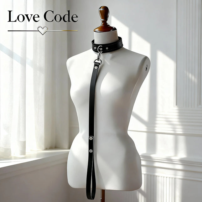 Exotic BDSM Slave Bondage Accessories Leather Collar with Leash Belt Choker Necklace Animal Pet Accessories Adjustable Black