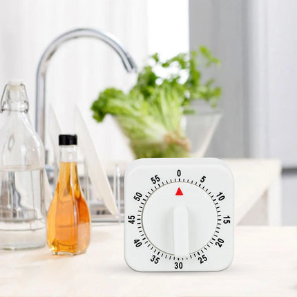 HILIFE Practical 60 Minutes Kitchen Timer Cooking Tools White Square Mechanical Timer Countdown Alarm Reminder
